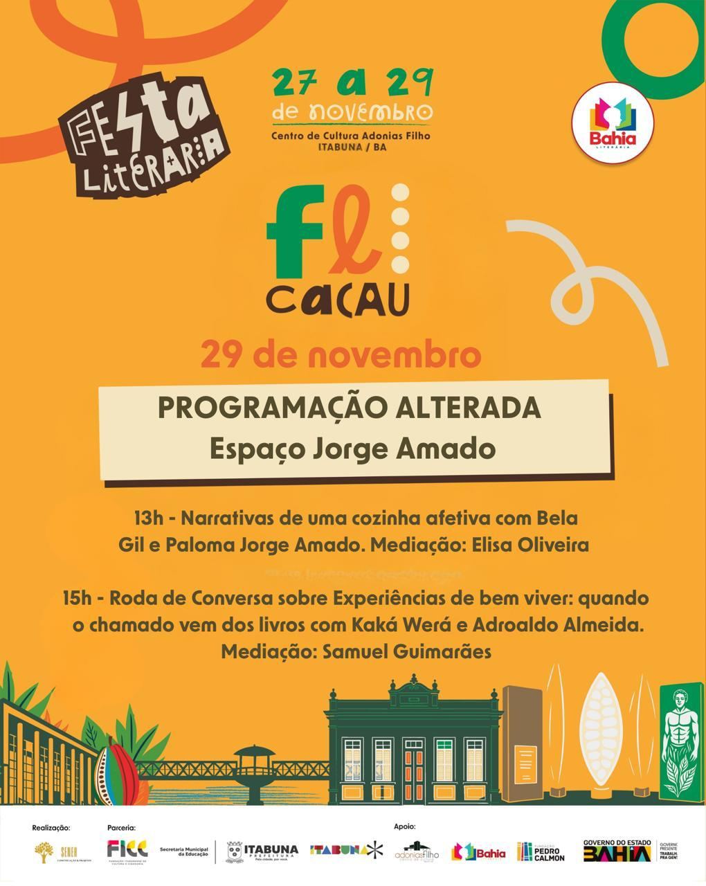 ALTERAÇÃO PROGRAMAÇÃO ESPAÇO JORGE AMADO- FLICACAU